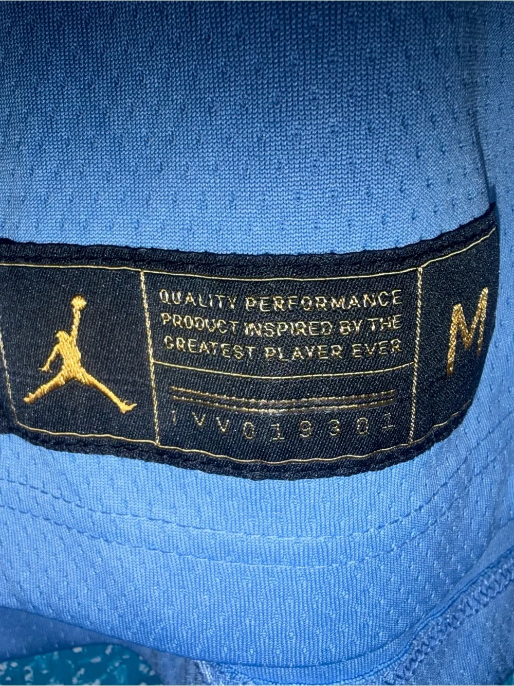 Jordan Light Blue and Gold Performance Basketball Jersey